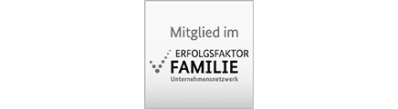 Logo des Unternehmensnetzwerks 'Erfolgsfaktor Familie' mit der Aufschrift 'Mitglied im Erfolgsfaktor Familie Unternehmensnetzwerk'