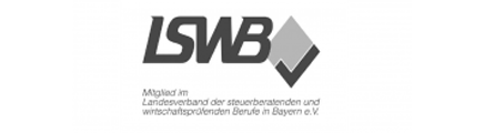Logo des LSWB (Landesverband der steuerberatenden und wirtschaftsprüfenden Berufe in Bayern e.V.) mit stilisiertem Häkchen