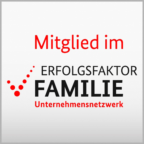 Logo des Unternehmensnetzwerks 'Erfolgsfaktor Familie' mit der Aufschrift 'Mitglied im Erfolgsfaktor Familie Unternehmensnetzwerk'